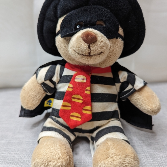 2005 Build A Bear McDonalds Hamburglar Striped Outfit Red Tie Hat Plush Toy 8" - Picture 2 of 11